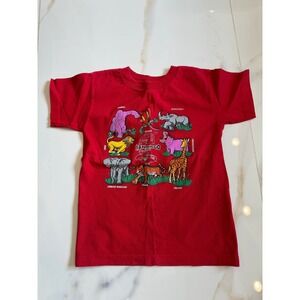 Vintage‎ San Diego Zoo Kids Red Graphic T-Shirt Animals Vintage Style